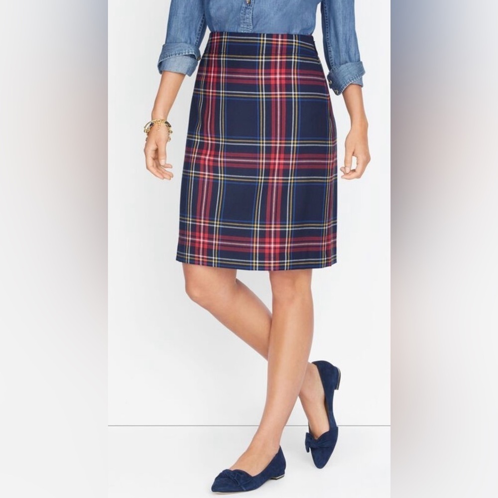Talbots Women’s Tartan Red Plaid A-Line Classic Skirt Size 8 NEW Zipper!